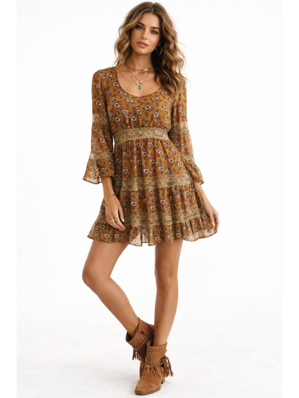 Anthropologie Blue bird Boho Chic Sheer Floral Lace Dress Womens M Prairie